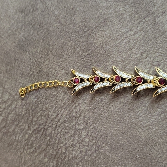 Antique Art Nouveau Crystal Fishtail Tennis Bracelet - Picture 7 of 11